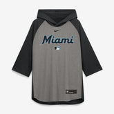 Miami Marlins Nike Authentic Collection Flux Dri-FIT Raglan 3/4-Sleeve Hooded T-Shirt - MLB