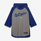 Los Angeles Dodgers Nike Authentic Collection Flux Dri-FIT Raglan 3/4-Sleeve Hooded T-Shirt - MLB