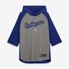 Los Angeles Dodgers Nike Authentic Collection Flux Dri-FIT Raglan 3/4-Sleeve Hooded T-Shirt - MLB