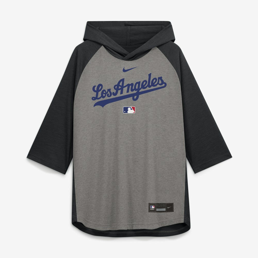 Los Angeles Dodgers Nike Authentic Collection Flux Dri-FIT Raglan 3/4-Sleeve Hooded T-Shirt - MLB