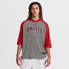 Los Angeles Angels Nike Authentic Collection Flux Dri-FIT Raglan 3/4-Sleeve Hooded T-Shirt - MLB