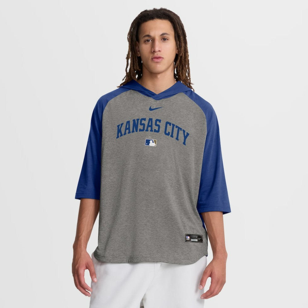 Kansas City Royals Nike Authentic Collection Flux Dri-FIT Raglan 3/4-Sleeve Hooded T-Shirt - MLB
