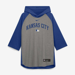 Kansas City Royals Nike Authentic Collection Flux Dri-FIT Raglan 3/4-Sleeve Hooded T-Shirt - MLB