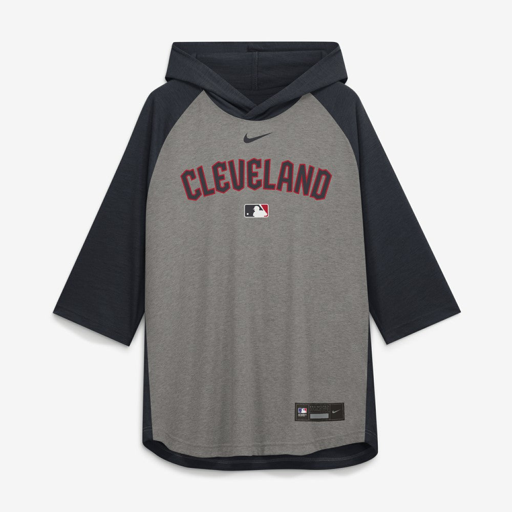 Cleveland Guardians Nike Authentic Collection Flux Dri-FIT Raglan 3/4-Sleeve Hooded T-Shirt - MLB