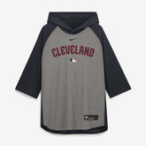 Cleveland Guardians Nike Authentic Collection Flux Dri-FIT Raglan 3/4-Sleeve Hooded T-Shirt - MLB
