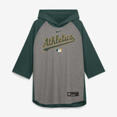 Athletics Nike Authentic Collection Flux Dri-FIT Raglan 3/4-Sleeve Hooded T-Shirt - MLB