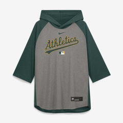 Athletics Nike Authentic Collection Flux Dri-FIT Raglan 3/4-Sleeve Hooded T-Shirt - MLB