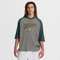 Athletics Nike Authentic Collection Flux Dri-FIT Raglan 3/4-Sleeve Hooded T-Shirt - MLB