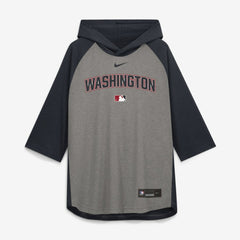 Washington Nationals Nike Authentic Collection Flux Dri-FIT Raglan 3/4-Sleeve Hooded T-Shirt - MLB