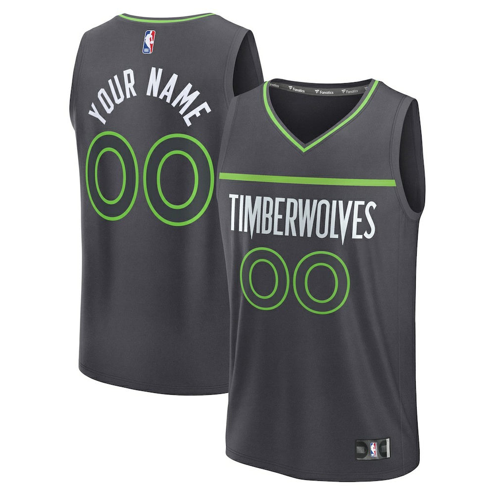 Minnesota Timberwolves Fastbreak Custom Jersey Statement Edition Anthracite - NBA