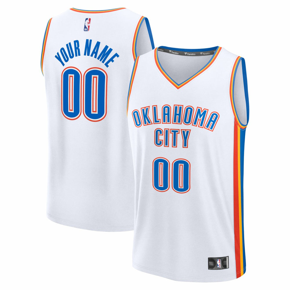 Oklahoma City Thunder Fast Break Custom Jersey Association Edition White - NBA