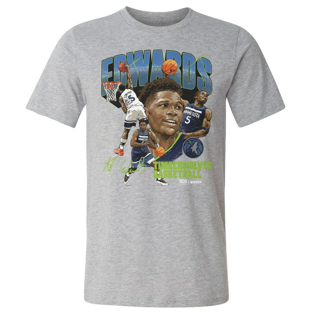 Anthony Edwards Minnesota Timberwolves 500 Level Collage T-Shirt Heather Gray - NBA