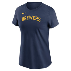 Jackson Chourio Milwaukee Brewers Nike Women's Cooperstown Collection Fuse Name & Number T-Shirt - MLB
