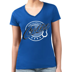 Indianapolis Colts G-III 4Her by Carl Banks Women's Super-Slim Fit Lightweight Pinstripe Circle V-Neck T-Shirt Royal | NFL