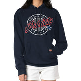 New England Patriots G-III 4Her by Carl Banks Women's Pinstripe Circle Fleece Pullover Hoodie Navy | NFL