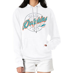 Miami Dolphins G-III 4Her by Carl Banks Women's Pinstripe Circle Fleece Pullover Hoodie White | NFL