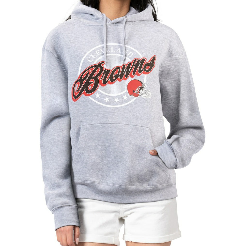 Cleveland Browns G-III 4Her by Carl Banks Women's Pinstripe Circle Fleece Pullover Hoodie Gray | NFL