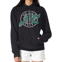 New York Jets G-III 4Her by Carl Banks Women's Pinstripe Circle Fleece Pullover Hoodie Black | NFL