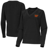 Washington Commanders Antigua Women's Varsity Tri-Blend V-Neck Long Sleeve T-Shirt Heather Black | NFL