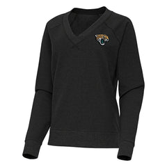 Jacksonville Jaguars Antigua Women's Varsity Tri-Blend V-Neck Long Sleeve T-Shirt Heather Black | NFL
