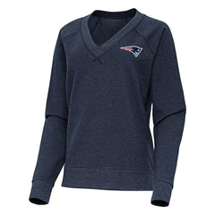 New England Patriots Antigua Women's Varsity Tri-Blend V-Neck Long Sleeve T-Shirt Heather Navy | NFL