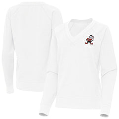 Cleveland Browns Antigua Women's Varsity Tri-Blend V-Neck Long Sleeve T-Shirt White | NFL
