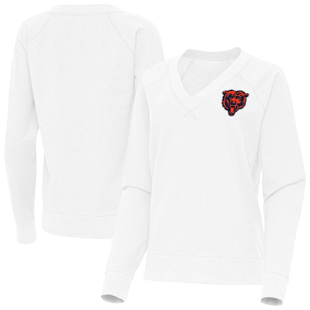 Chicago Bears Antigua Women's Varsity Tri-Blend V-Neck Long Sleeve T-Shirt White | NFL
