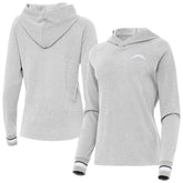 Los Angeles Chargers Antigua Women's Trek Raglan Pullover Hoodie Heather Gray | NFL