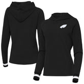 Philadelphia Eagles Antigua Women's Trek Raglan Pullover Hoodie Black | NFL