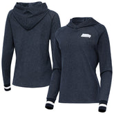 Seattle Seahawks Antigua Women's Trek Raglan Pullover Hoodie Heather College Navy | NFL