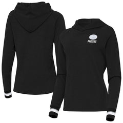 Green Bay Packers Antigua Women's Trek Raglan Pullover Hoodie Black | NFL