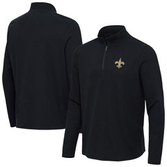 New Orleans Saints Antigua Sync Tri-Blend Quarter-Zip Pullover Heather Black | NFL