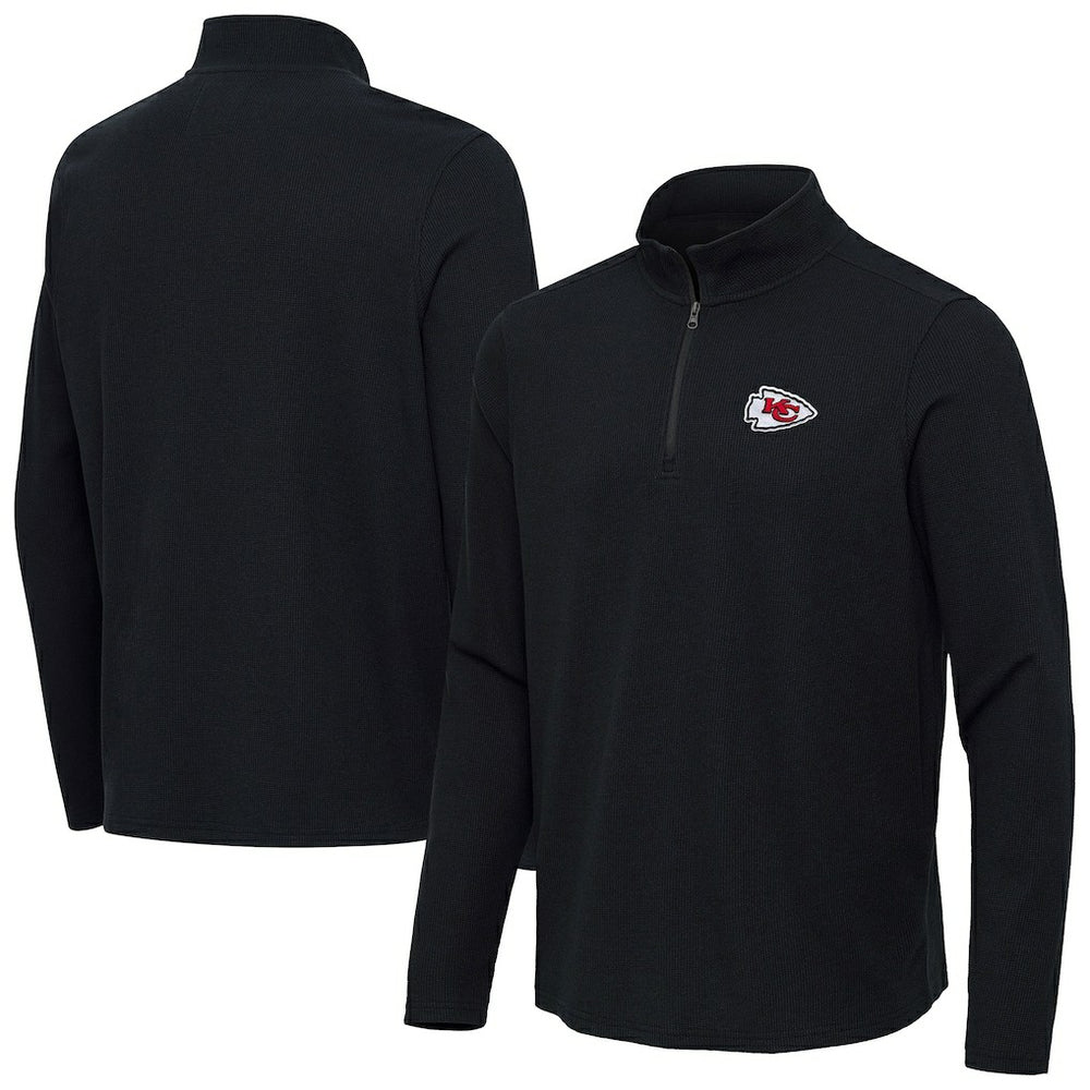 Kansas City Chiefs Antigua Sync Tri-Blend Quarter-Zip Pullover Heather Black | NFL