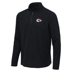 Kansas City Chiefs Antigua Sync Tri-Blend Quarter-Zip Pullover Heather Black | NFL