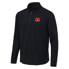 Cincinnati Bengals Antigua Sync Tri-Blend Quarter-Zip Pullover Heather Black | NFL