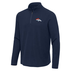 Denver Broncos Antigua Sync Tri-Blend Quarter-Zip Pullover Heather Navy | NFL