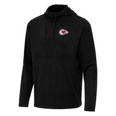 Kansas City Chiefs Antigua Connected Quarter-Zip Pullover Hoodie Black | NFL