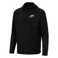 Philadelphia Eagles Antigua Connected Quarter-Zip Pullover Hoodie Black | NFL