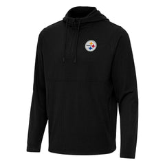 Pittsburgh Steelers Antigua Connected Quarter-Zip Pullover Hoodie Black | NFL