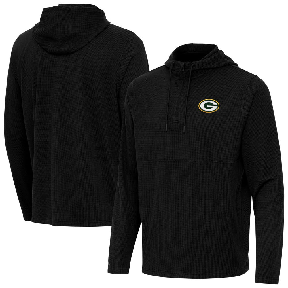 Green Bay Packers Antigua Connected Quarter-Zip Pullover Hoodie Black | NFL