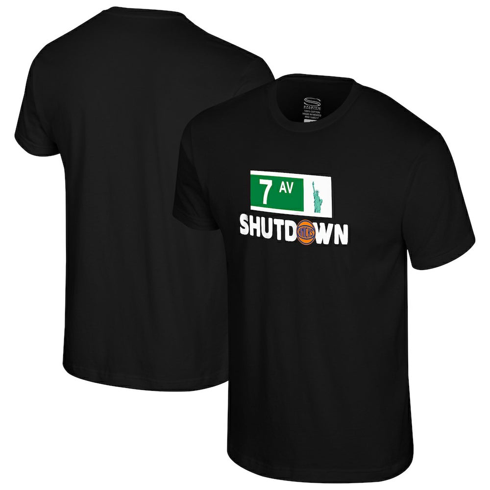 New York Knicks Stadium Essentials 7th Avenue Shutdown T-Shirt Black - NBA