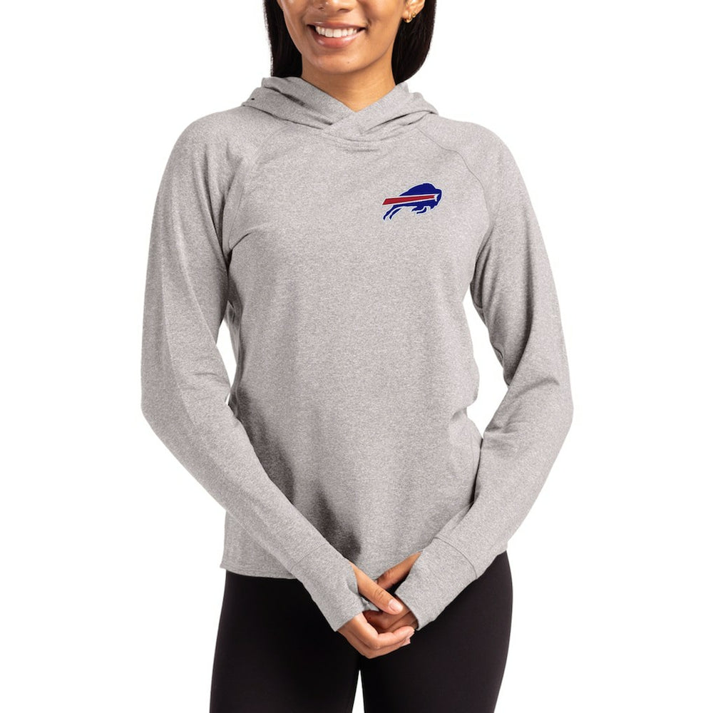 Buffalo Bills Cutter & Buck Women's Primary Logo Adapt Knit Recycled Raglan Pullover Hoodie Heather Gray | NFL