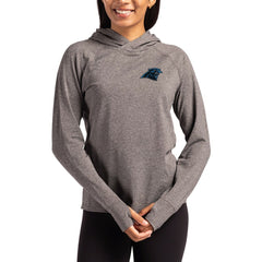 Carolina Panthers Cutter & Buck Women's Primary Logo Adapt Knit Recycled Raglan Pullover Hoodie Heather Charcoal | NFL