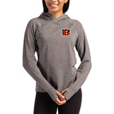 Cincinnati Bengals Cutter & Buck Women's Primary Logo Adapt Knit Recycled Raglan Pullover Hoodie Heather Charcoal | NFL