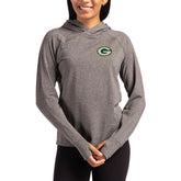 Green Bay Packers Cutter & Buck Women's Primary Logo Adapt Knit Recycled Raglan Pullover Hoodie Heather Charcoal | NFL