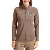 Chicago Bears Cutter & Buck Women's Tonal Adapt Eco Knit Stretch Recycled Raglan Half-Zip Pullover Brown | NFL