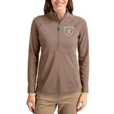 Las Vegas Raiders Cutter & Buck Women's Tonal Adapt Eco Knit Stretch Recycled Raglan Half-Zip Pullover Brown | NFL