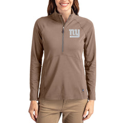 New York Giants Cutter & Buck Women's Tonal Adapt Eco Knit Stretch Recycled Raglan Half-Zip Pullover Brown | NFL