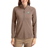 Philadelphia Eagles Cutter & Buck Women's Tonal Adapt Eco Knit Stretch Recycled Raglan Half-Zip Pullover Brown | NFL