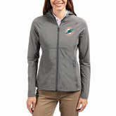 Miami Dolphins Cutter & Buck Women's Adapt Eco Knit Hybrid Recycled Raglan Full-Zip Hoodie Jacket Gray | NFL